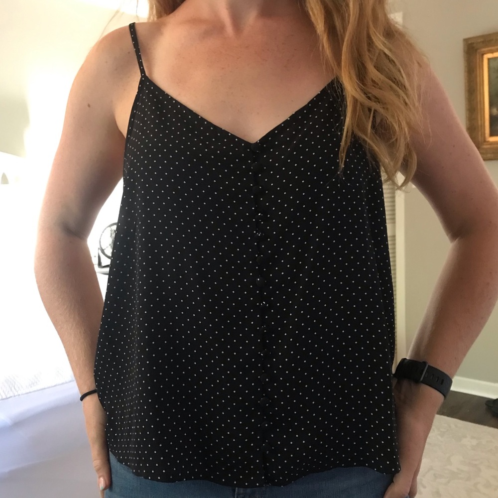 Black & white polka dot tank top (size L)